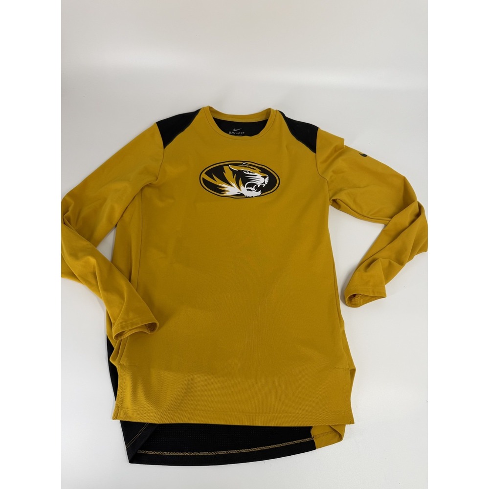 Missouri Tigers Mizzou Nike Long Sleeve Shooting Shirt Gold Black Dri Fit Medium